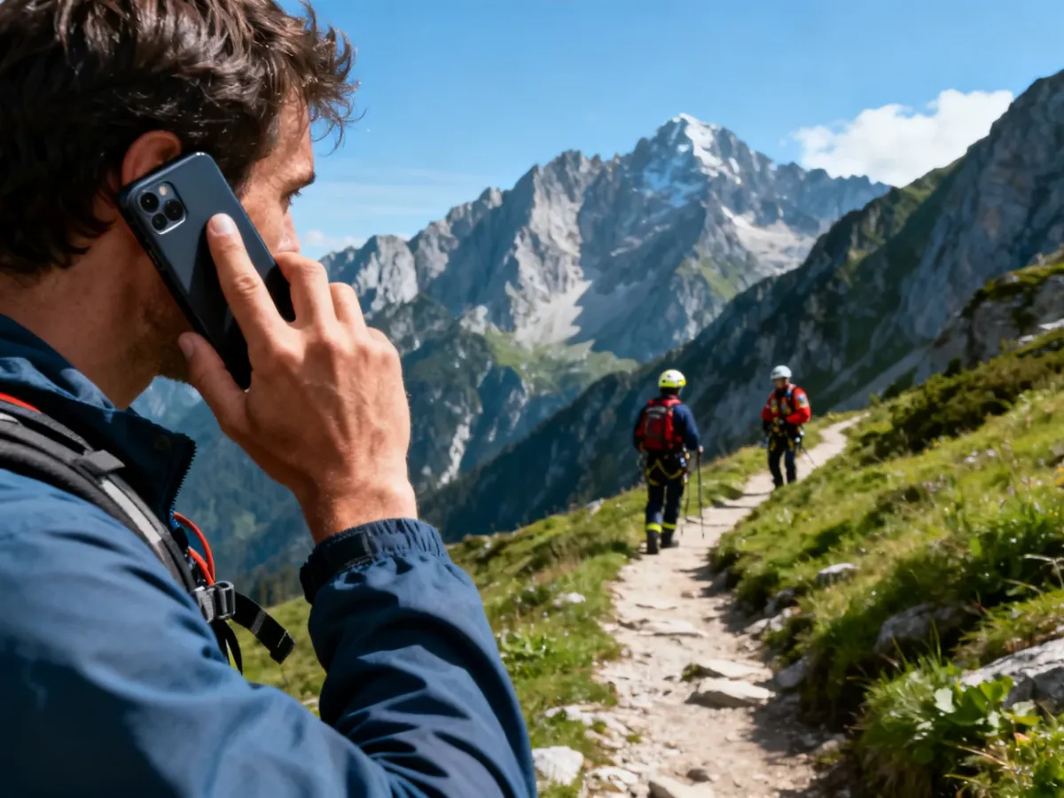 Turysta w Tatrach wzywający pomoc przez telefon