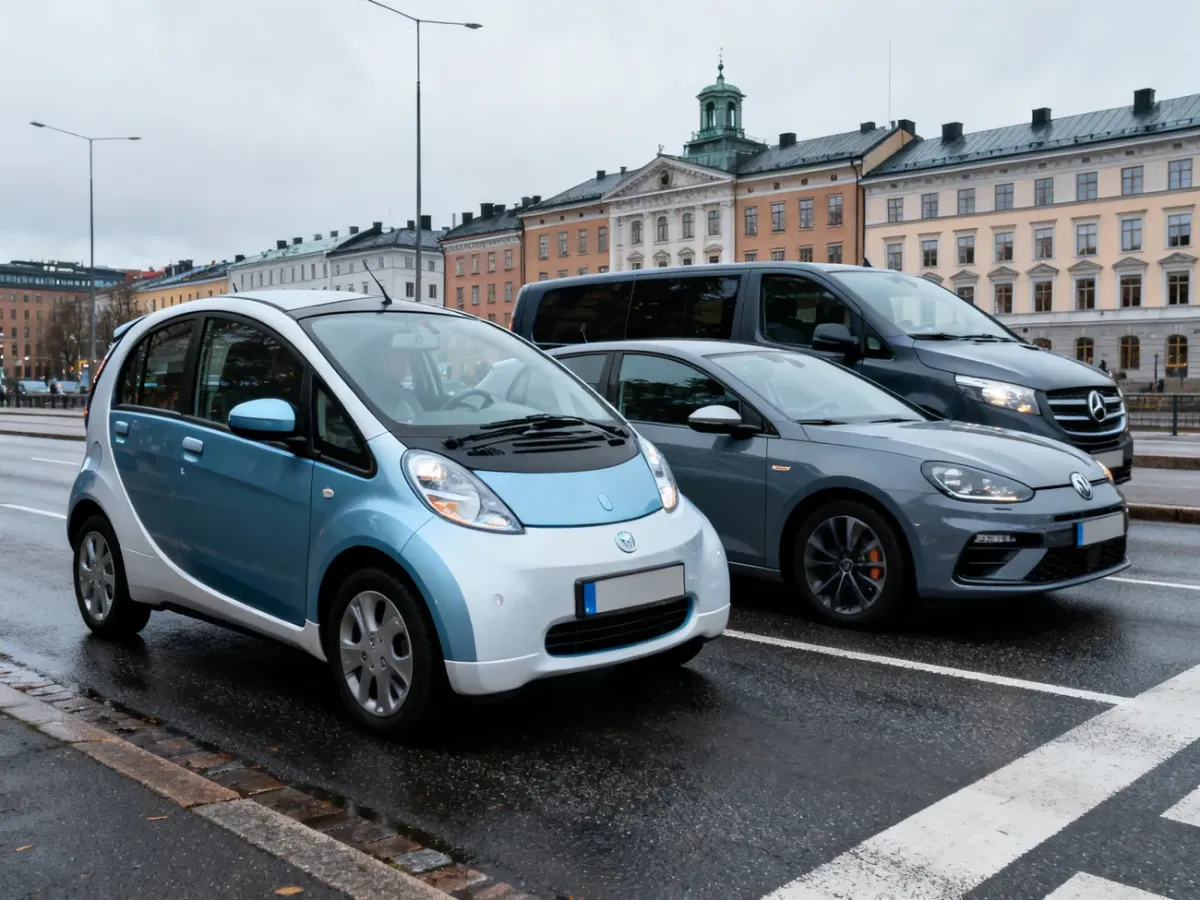 Samochody elektryczny, kompaktowy i SUV zaparkowane na ulicy Oslo